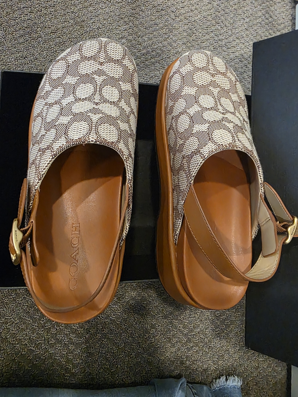 Coach Women’s Cocoa/Burnished Amber Signature C Canvas Slingback Clog Size 8 - Picture 4 of 10